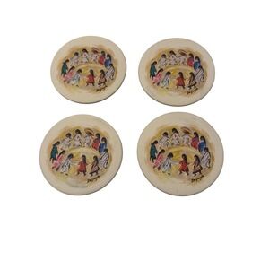 Vintage DeGrazia Los Ninos Ceramic Coasters Set of 4 Southwest Art Arizona Decor